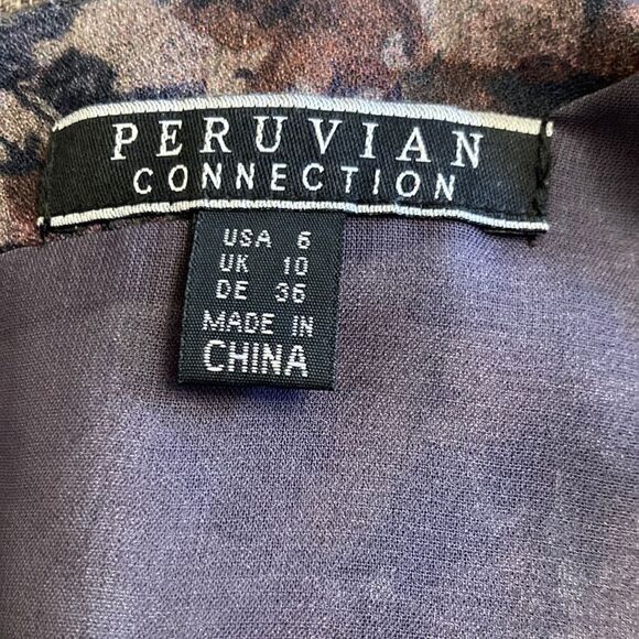 PERUVIAN Connection Soft Knit Viscose Printed Dress Size 6 - Picture 6 of 13
